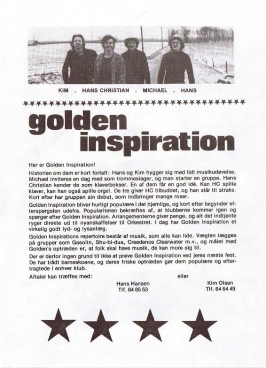 Bagside af folder med Golden Inspiration 1975.